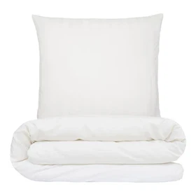 Sengetøj 140x200 cm - 100% Premium bomuld - Satin stribet - hvid - Luna Denmark