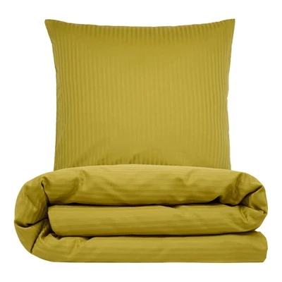 Sengetøj 140x220 cm - bomuldssatin - Smal stribet - lime - Prima