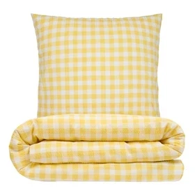 Sengetøj 140x220 cm - bæk og bølge - Check - gul - Luna Denmark