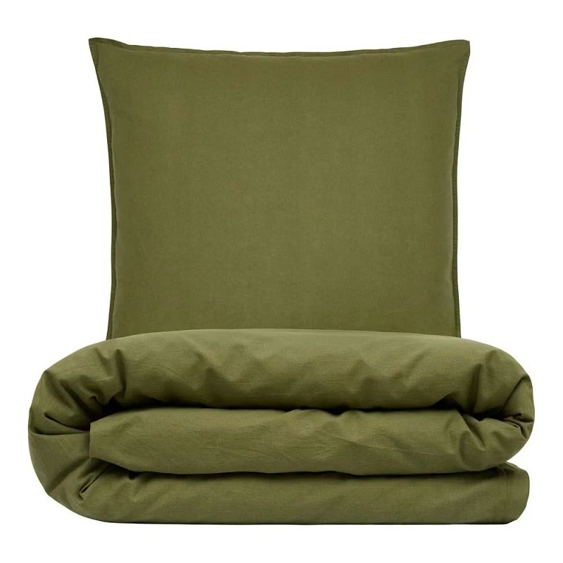 Sengesæt 240x220 cm - Stonewash - Oliven Grøn - NATURE by Luna Denmark