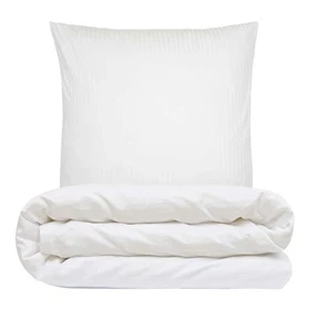 100% Bomuldssatin - Smal strib - hvid - Luna Denmark