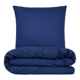 Sengetøj 200x220 cm - Blocks - Bomuldssatin - Mørk blå - PRIMA by Luna Denmark