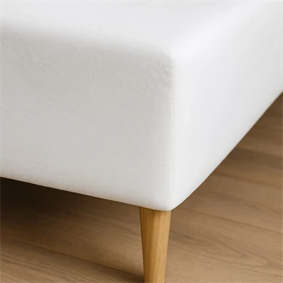 Boxlagen 180x200 cm - bomuldssatin - Soft feel - hvid - Luna Denmark