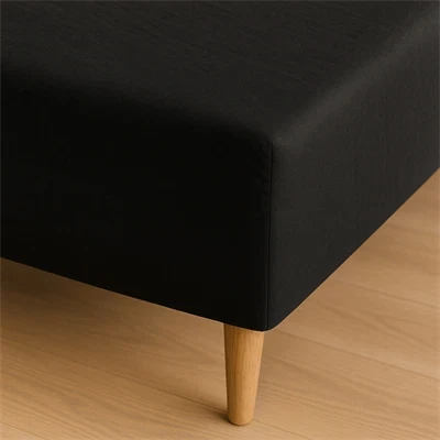 Boxlagen 100x200 cm - bomuldssatin - Soft feel - sort - Luna Denmark