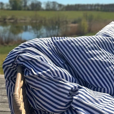 bæk og bølge blå stribet i solskin