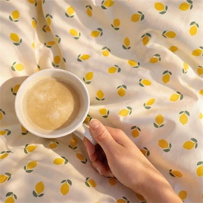 lemon sengetøj 140x200 kaffe i sengen