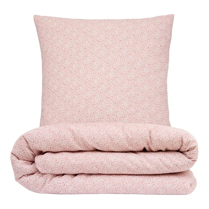 Sengetøj 140x220 cm - Bæk og bølge dobbeltsidet - Asta - rosa - NATURE by Luna Denmark