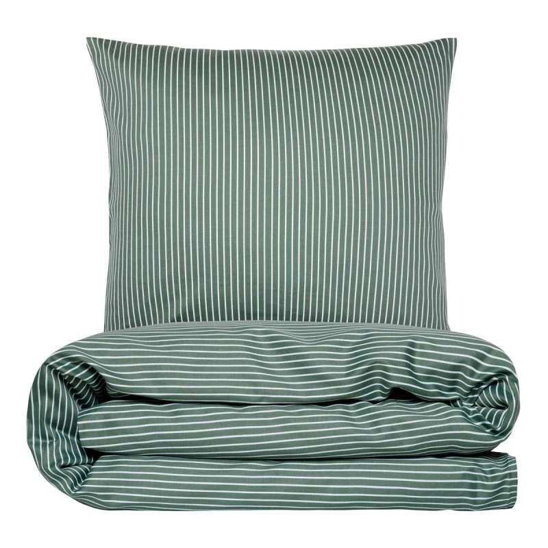 Sengetøj 200x200 cm - bomuldssatin - Blokhus - mørk grøn - Luna Denmark