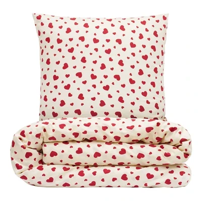 Sengesæt 140x200 cm - bomuldssatin - Hjerte - Luna Denmark