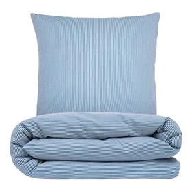 Sengetøj 140x220 cm - Nano krepp - blå - Luna Denmark