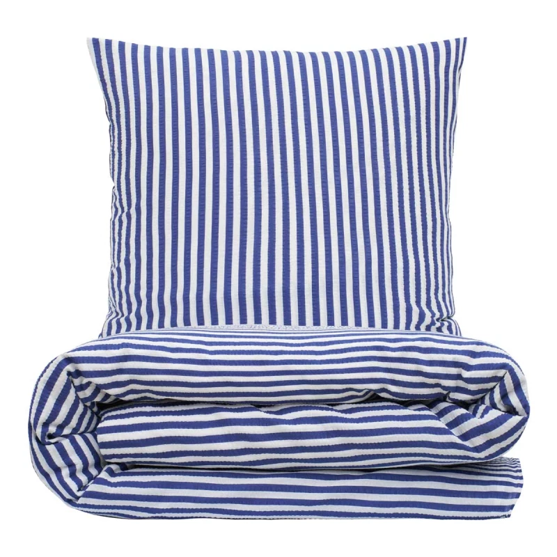 Sengetøj 140x220 cm - bæk og bølge - Stripe - Blå - Luna Denmark