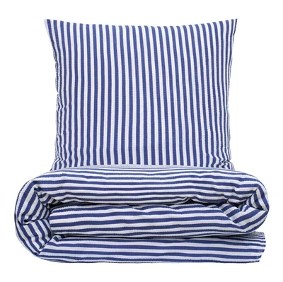 Sengetøj 140x220 cm - bæk og bølge - Stripe - Blå - Luna Denmark