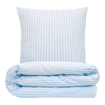Sengetøj 140x220 cm - bæk og bølge - Stripe - Lys blå - Luna Denmark