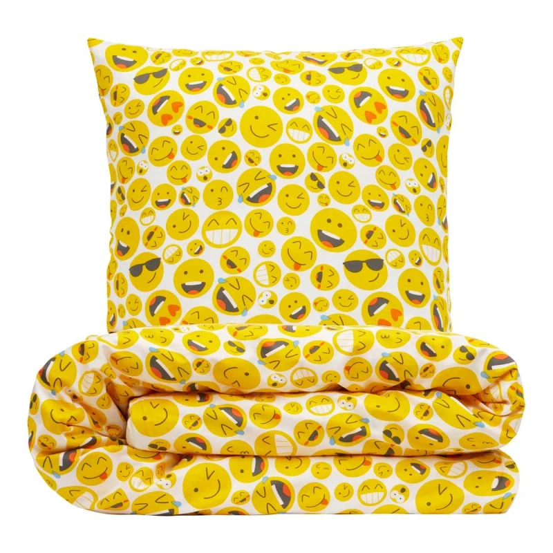 Sengesæt 140x200 cm - bomuldssatin - Smiley - Luna Denmark