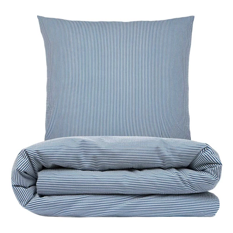 Sengetøj 140x200 cm - bæk og bølge - Stripe - blå - Luna Denmark