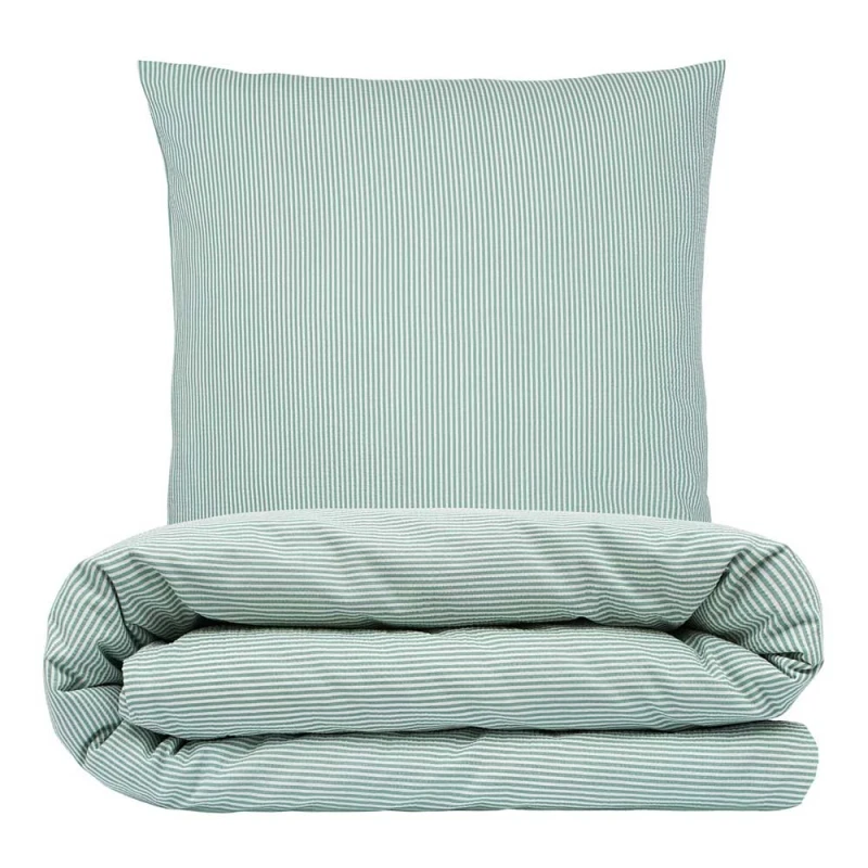 Sengetøj 140x220 cm - bæk og bølge - Stripe - grøn - Luna Denmark