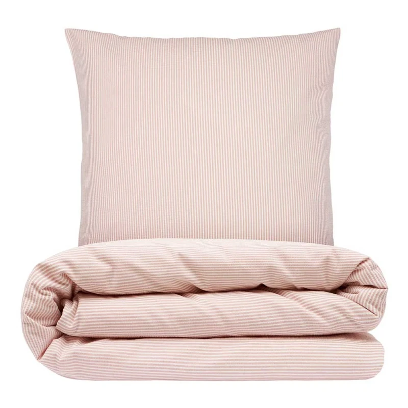 Sengetøj 140x220 cm - bæk og bølge - Stripe - rosa - Luna Denmark