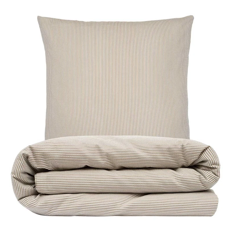 Sengetøj 140x200 cm - bæk og bølge - Stripe - taupe - Luna Denmark