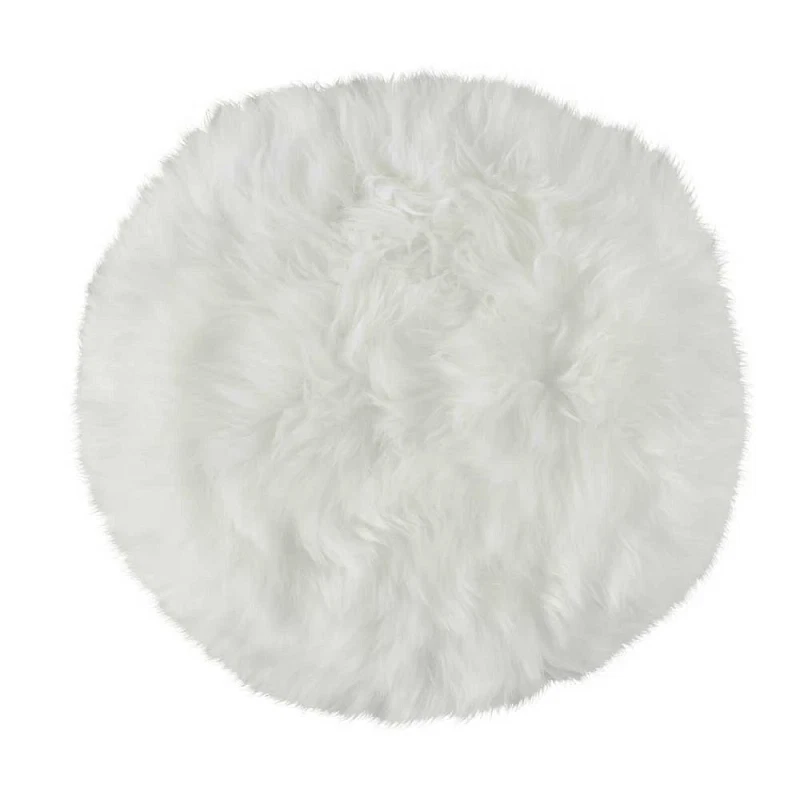 Lammeskind siddehynde Ø34 cm - Ægte lammeskind fra Norø - Hvid