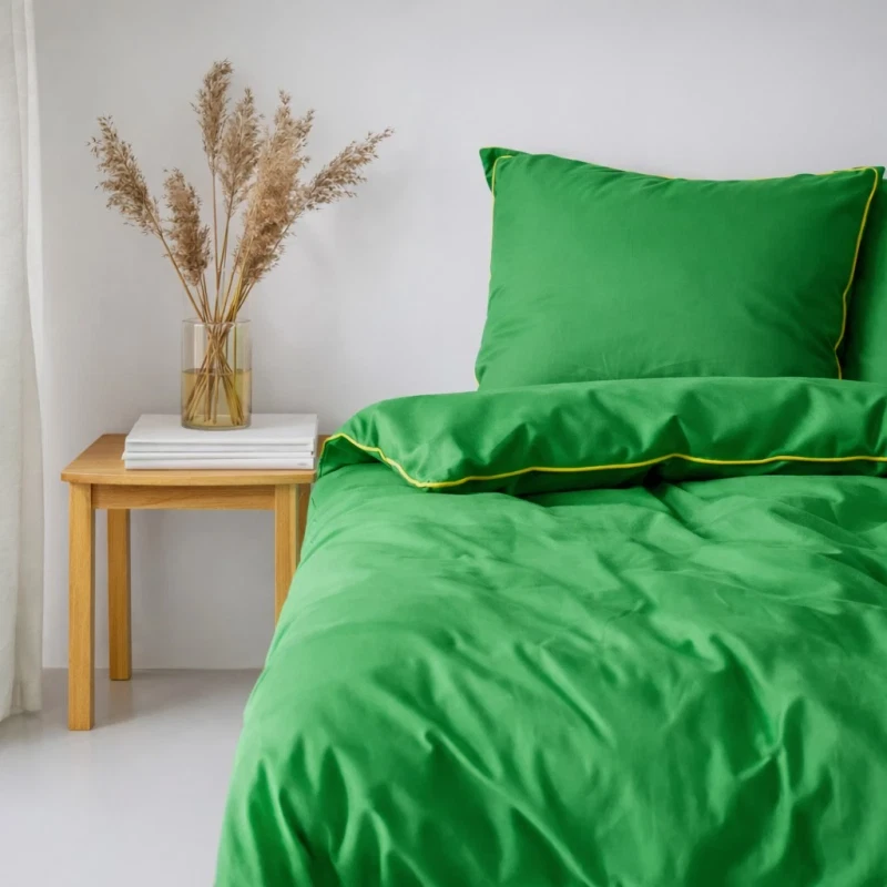 piping sengetøj groen på redt seng