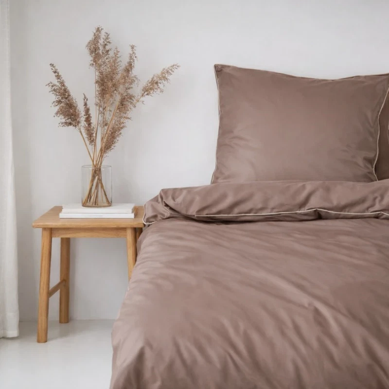 piping taupe på redt seng 140x220