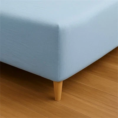 Stræklagen 90x200 - premium jersey - Bio Polish Cotton - lys blå - Luna Denmark