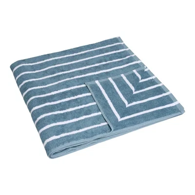 Bambus strandhåndklæde 100x200 cm - Stribet - blå - Prima