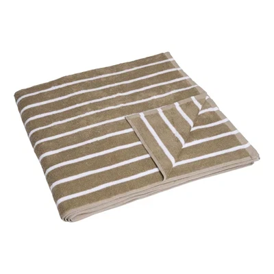 Bambus strandhåndklæde 100x200 cm - Stribet - taupe - Prima
